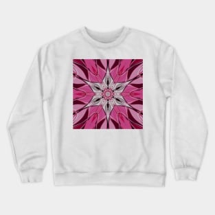 Cartoon Mandala Flower Pink and White Crewneck Sweatshirt